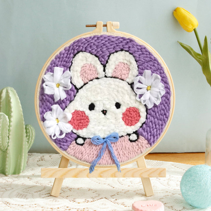Rabbit and Flower Punch Needle Embroidery Kit