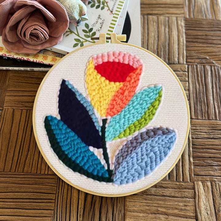 Seven-color Flower Punch Needle Embroidery Kits