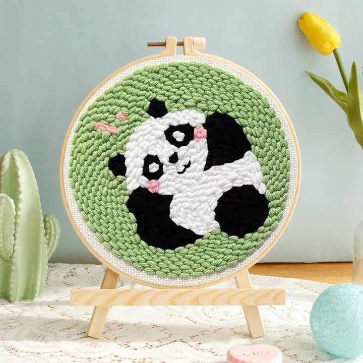 Cute Little Panda Punch Needle Embroidery Kits