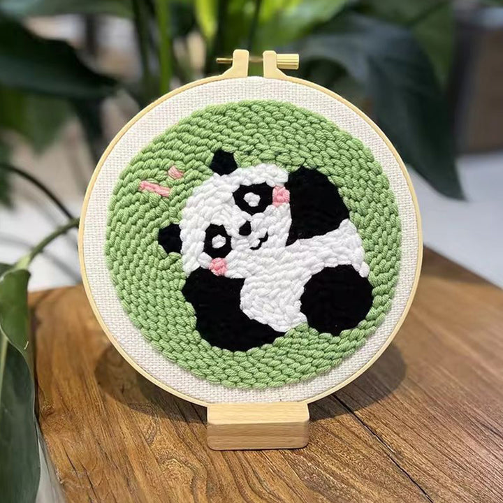 Cute Little Panda Punch Needle Embroidery Kits