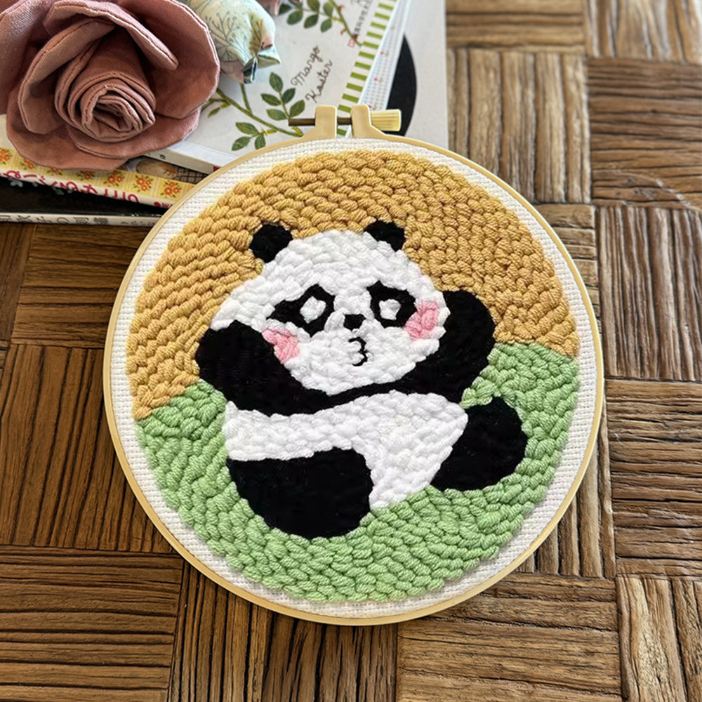 Cute Panda Punch Needle Embroidery Kits