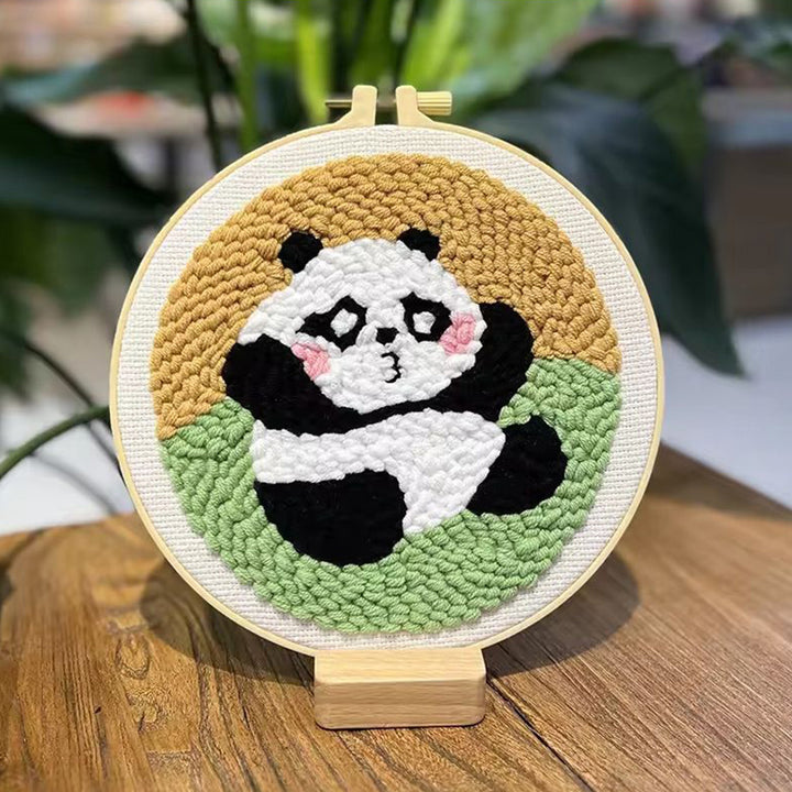 Cute Panda Punch Needle Embroidery Kits
