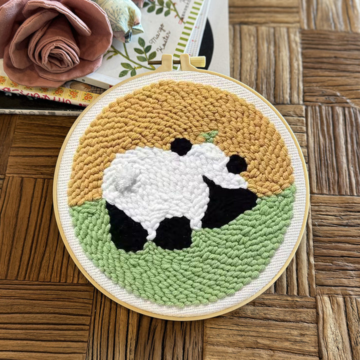 Cute Panda Back Punch Needle Embroidery Kits