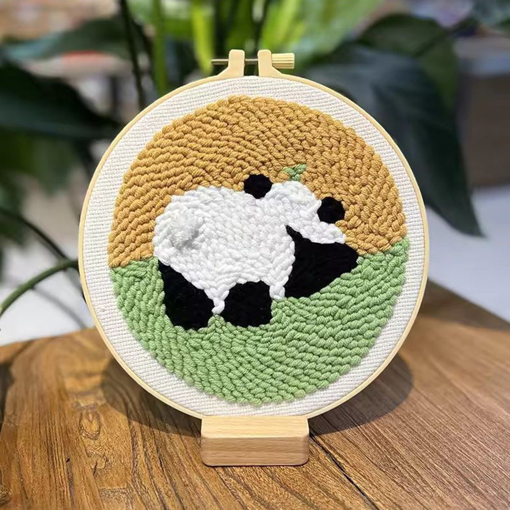 Cute Panda Back Punch Needle Embroidery Kits