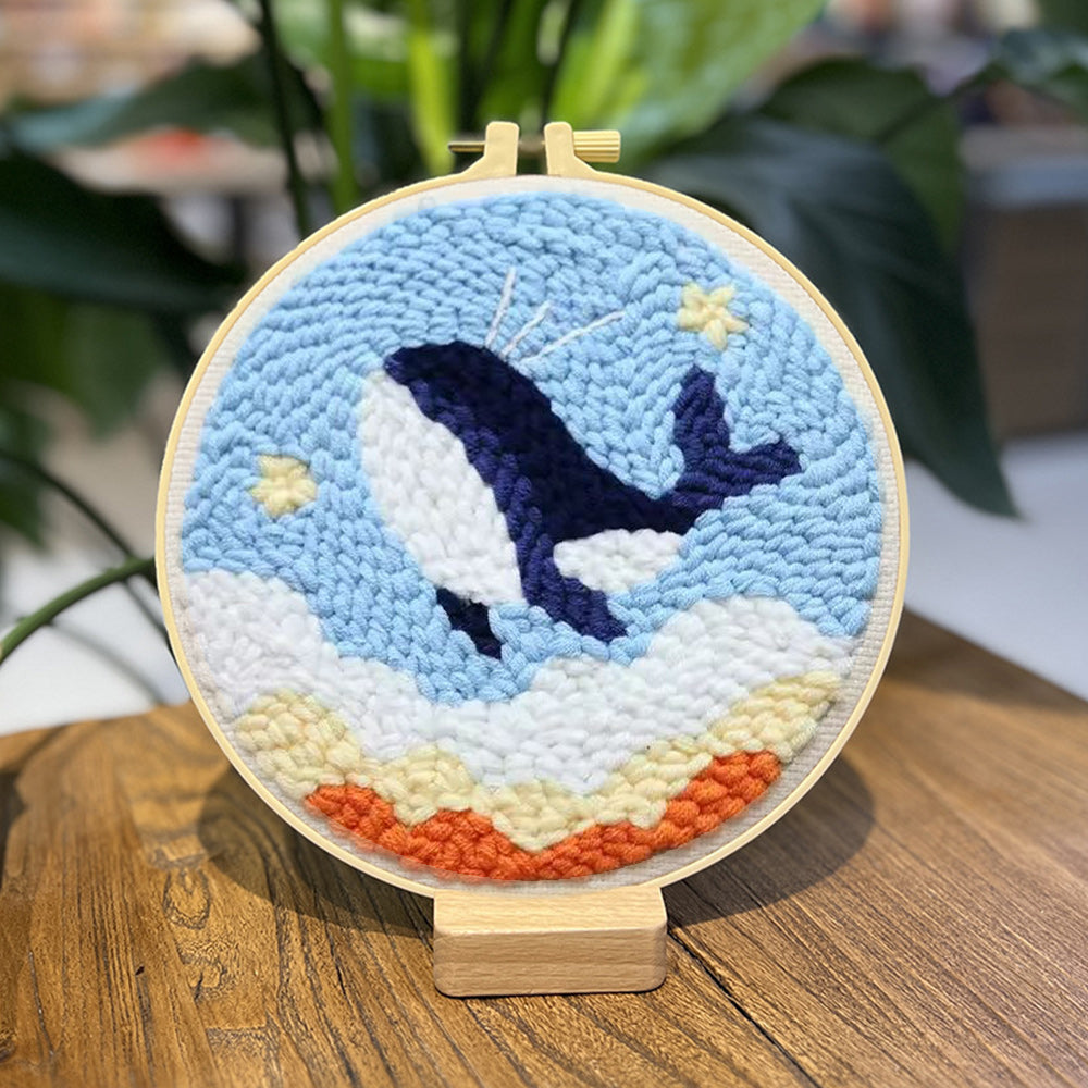 Whale and Stars Punch Needle Embroidery Kits