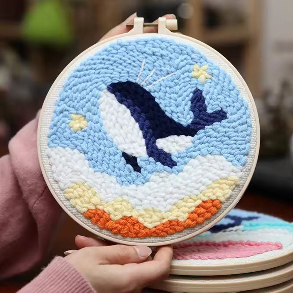 Whale and Stars Punch Needle Embroidery Kits