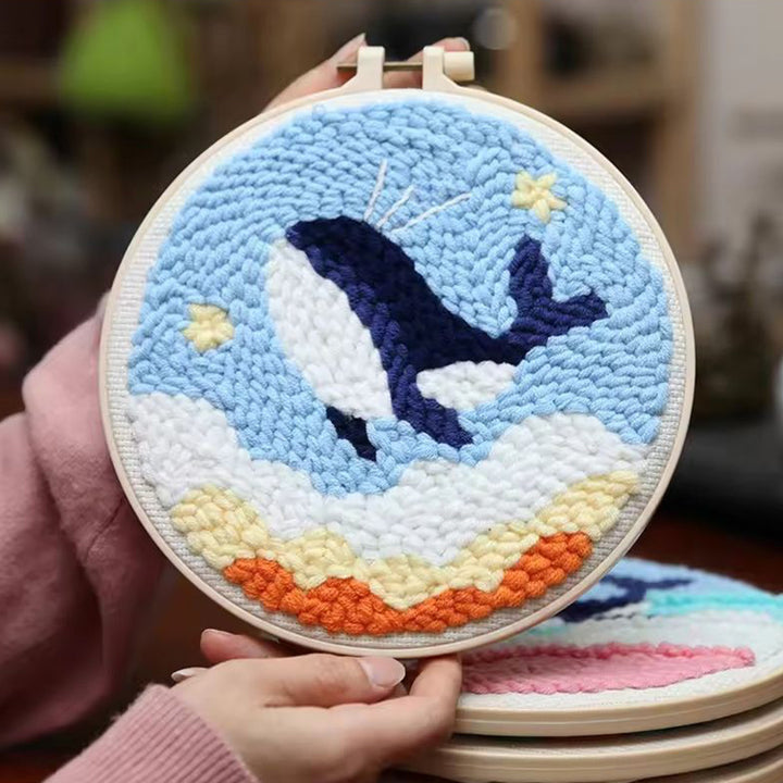 Whale and Stars Punch Needle Embroidery Kits