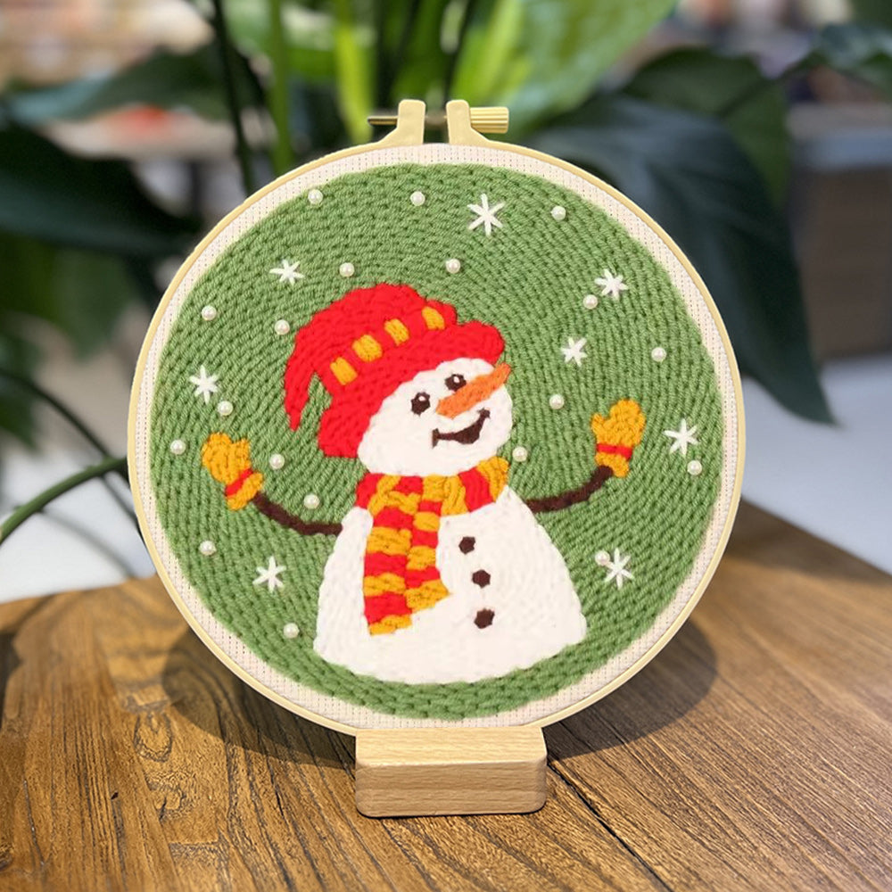Happy Snowman Punch Needle Embroidery Kits