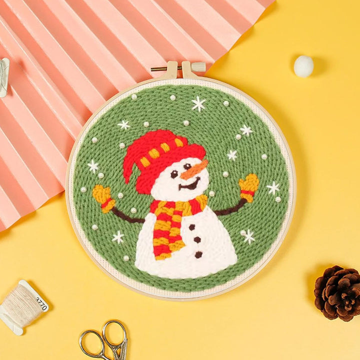 Happy Snowman Punch Needle Embroidery Kits