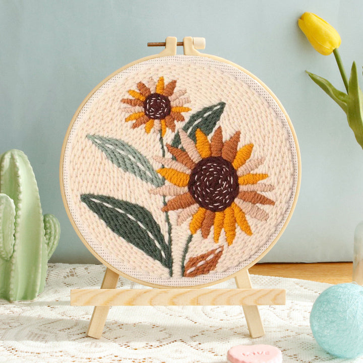 Two Sunflowers Punch Needle Embroidery Kits