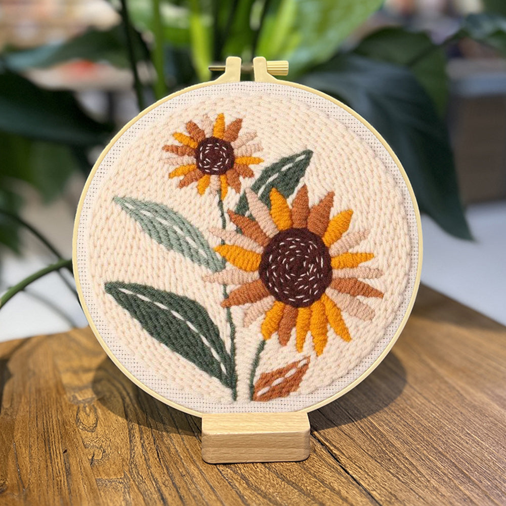 Two Sunflowers Punch Needle Embroidery Kits