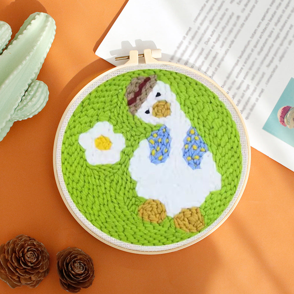 Duck with Flower Punch Needle Embroidery Kits