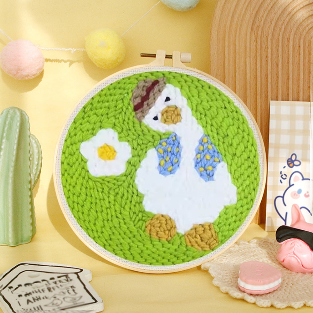 Duck with Flower Punch Needle Embroidery Kits