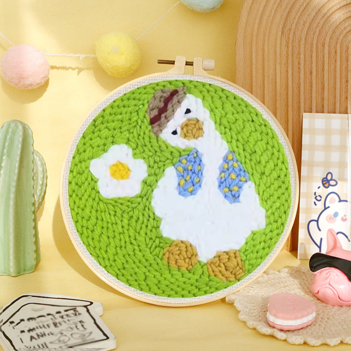 Duck with Flower Punch Needle Embroidery Kits