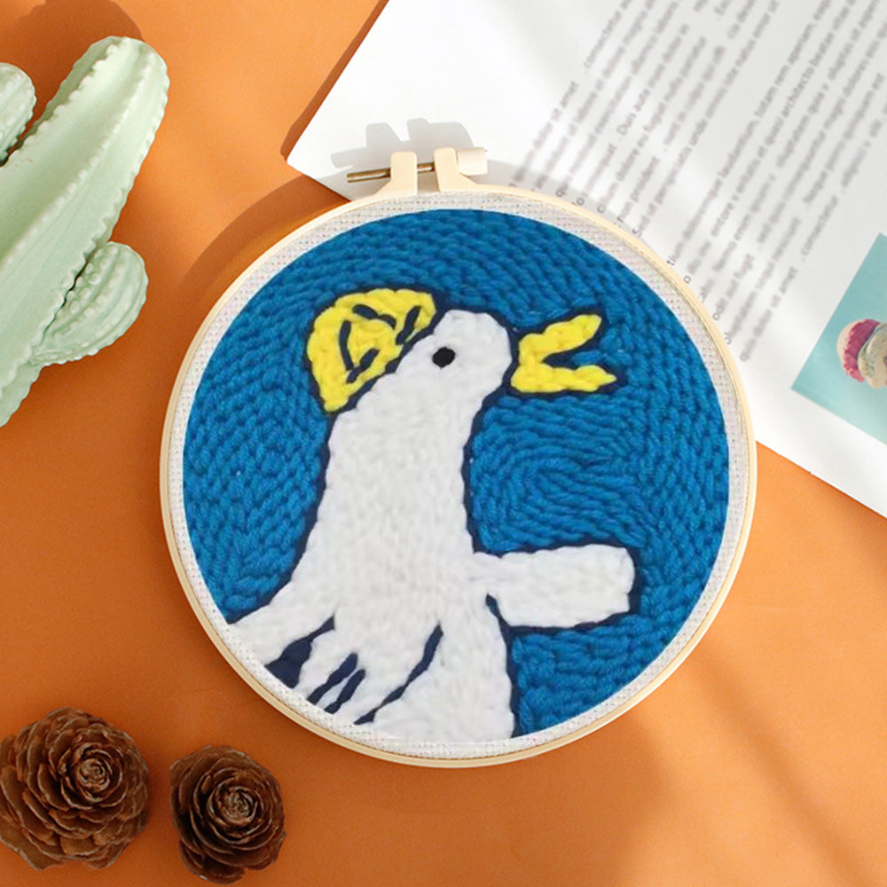 Yellow-capped Goose Punch Needle Embroidery Kits