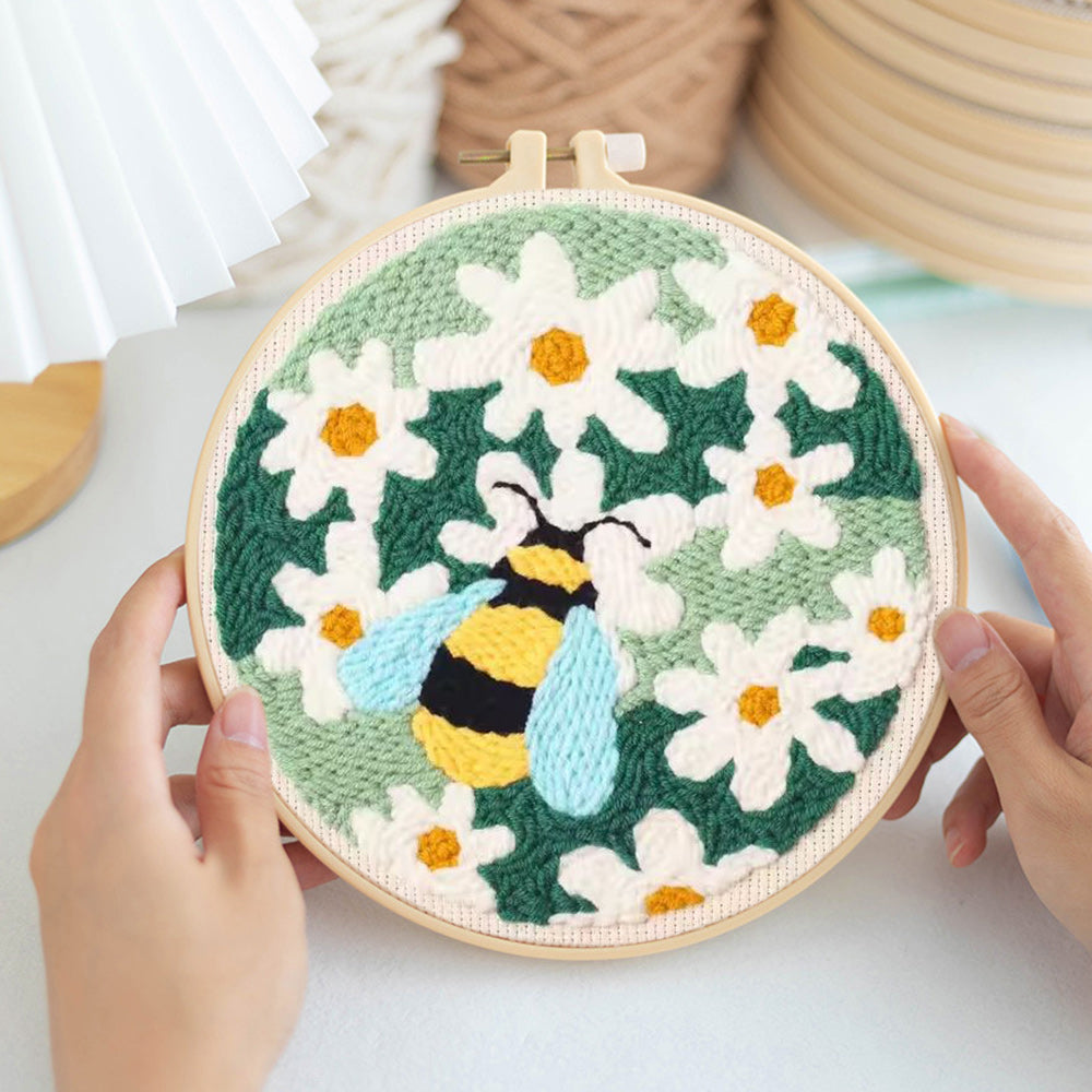 Bee and Flowers Punch Needle Embroidery Kits