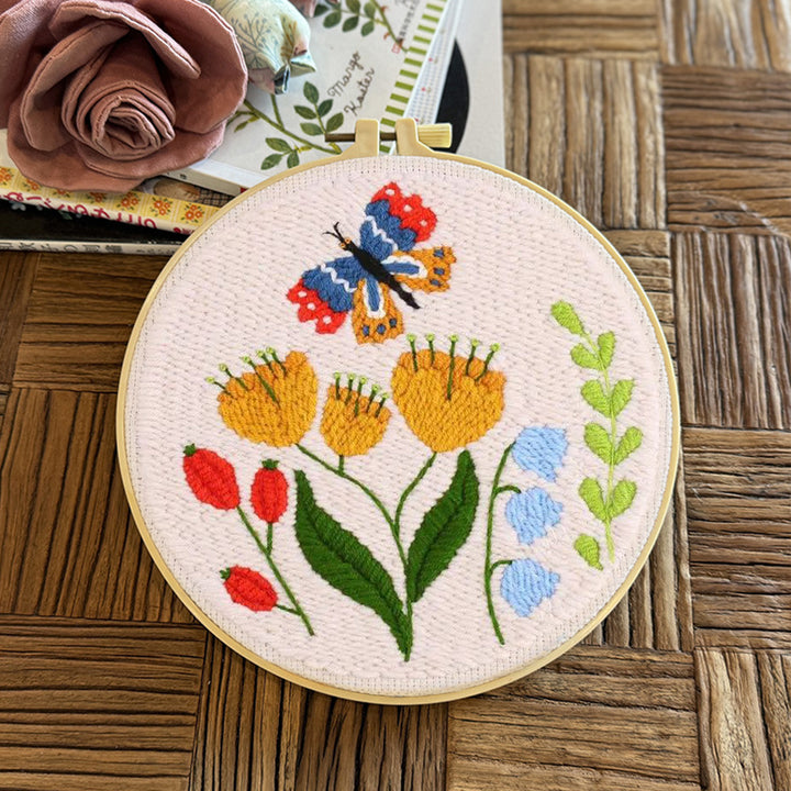 Butterflies and Flowers Punch Needle Embroidery Kits