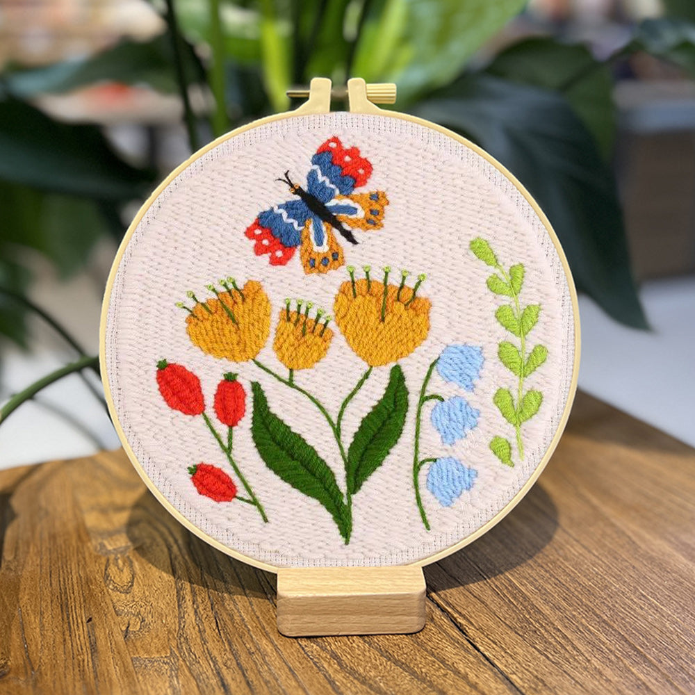 Butterflies and Flowers Punch Needle Embroidery Kits