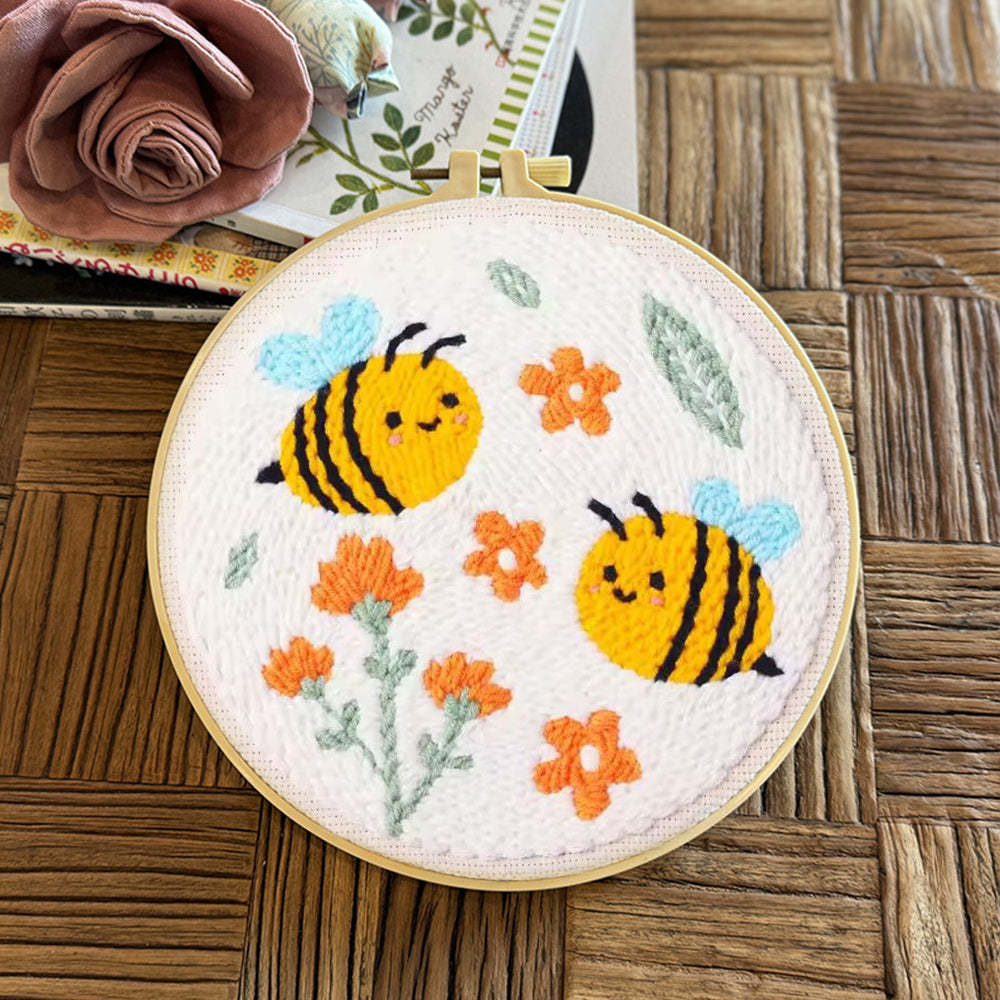Two Little Bees Punch Needle Embroidery Kits