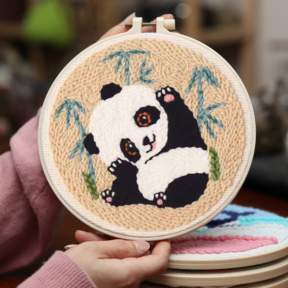Cute Panda Punch Needle Embroidery Kits