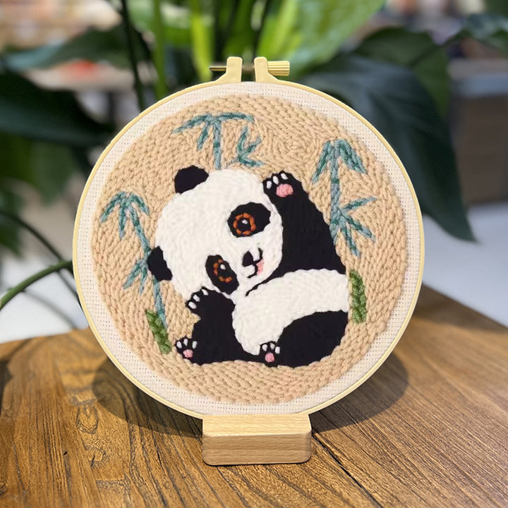 Cute Panda Punch Needle Embroidery Kits