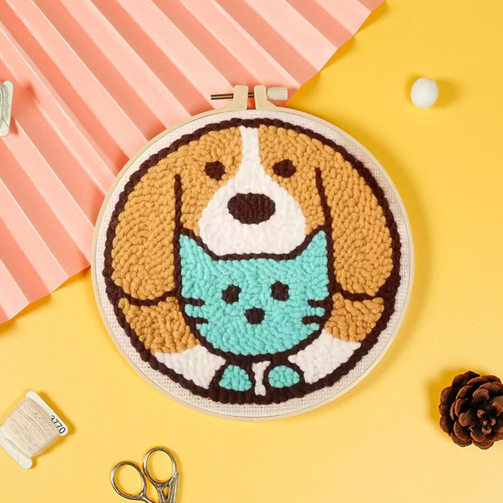 Cats and Dogs Punch Needle Embroidery Kits