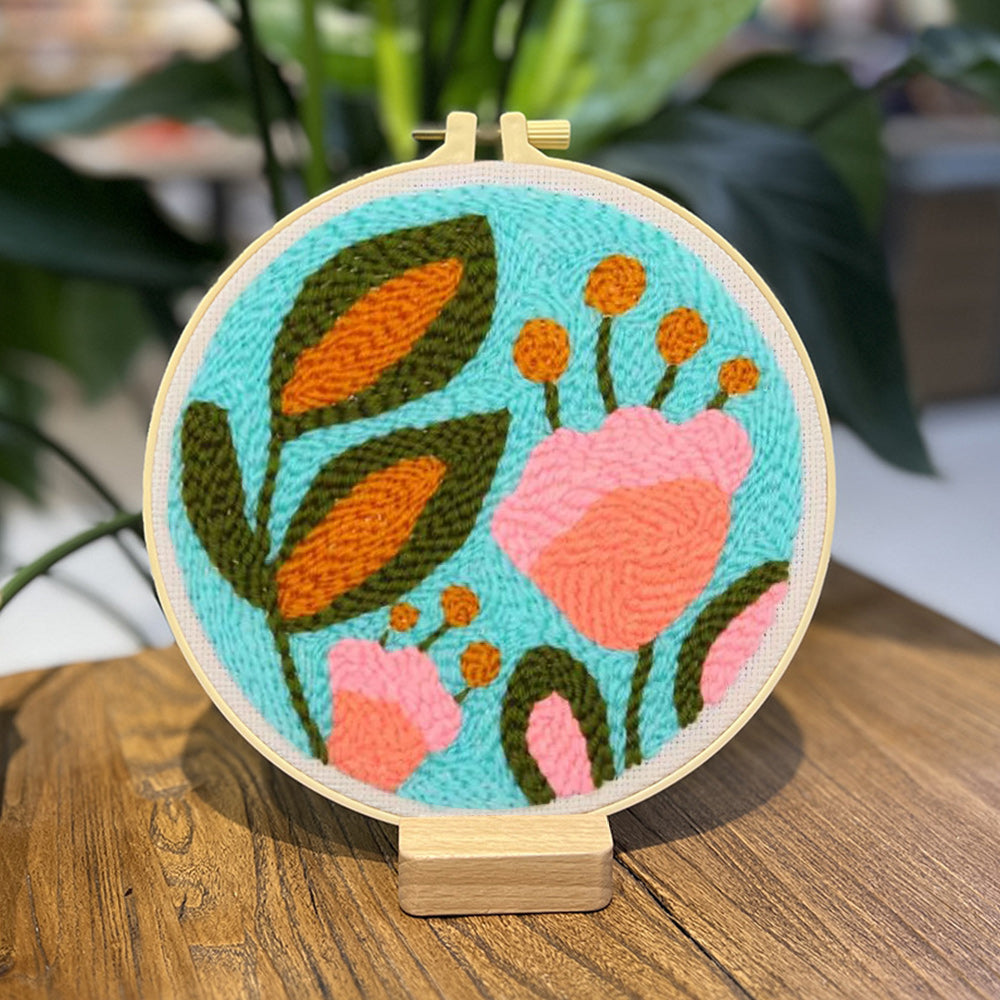 Colorful Floral Design Punch Needle Embroidery Kits