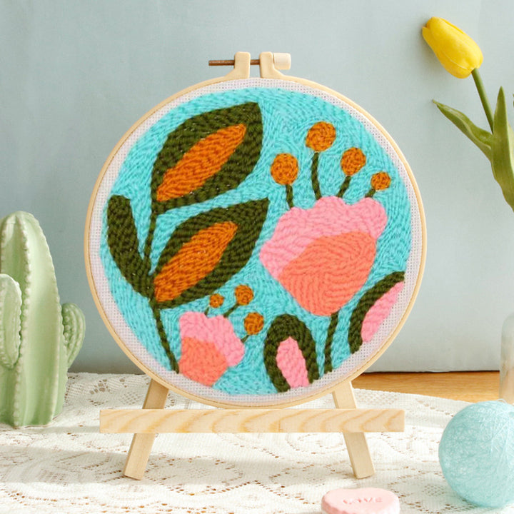 Colorful Floral Design Punch Needle Embroidery Kits