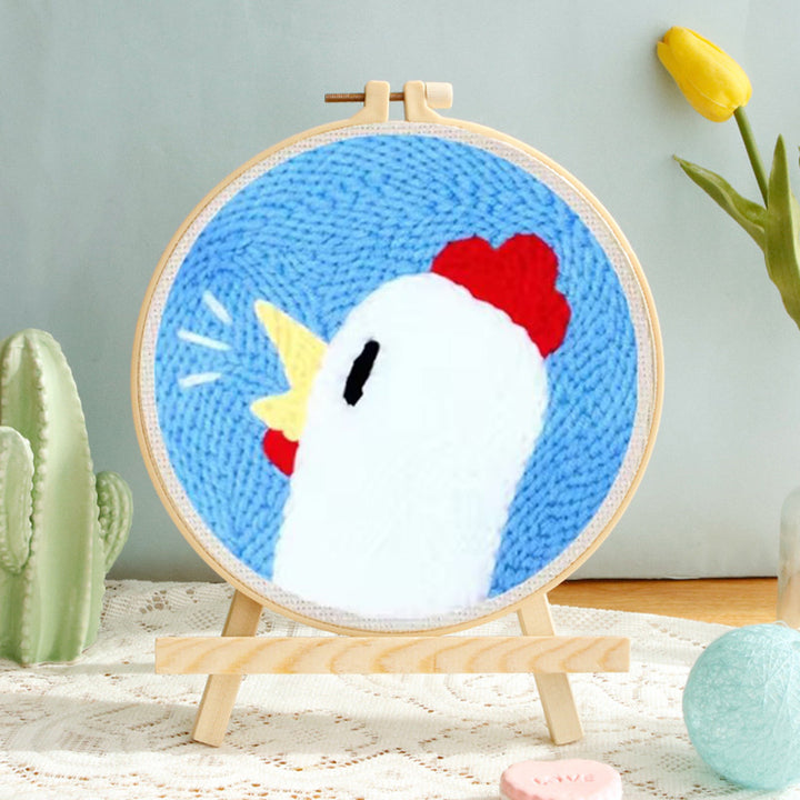 White Rooster Punch Needle Embroidery Kits