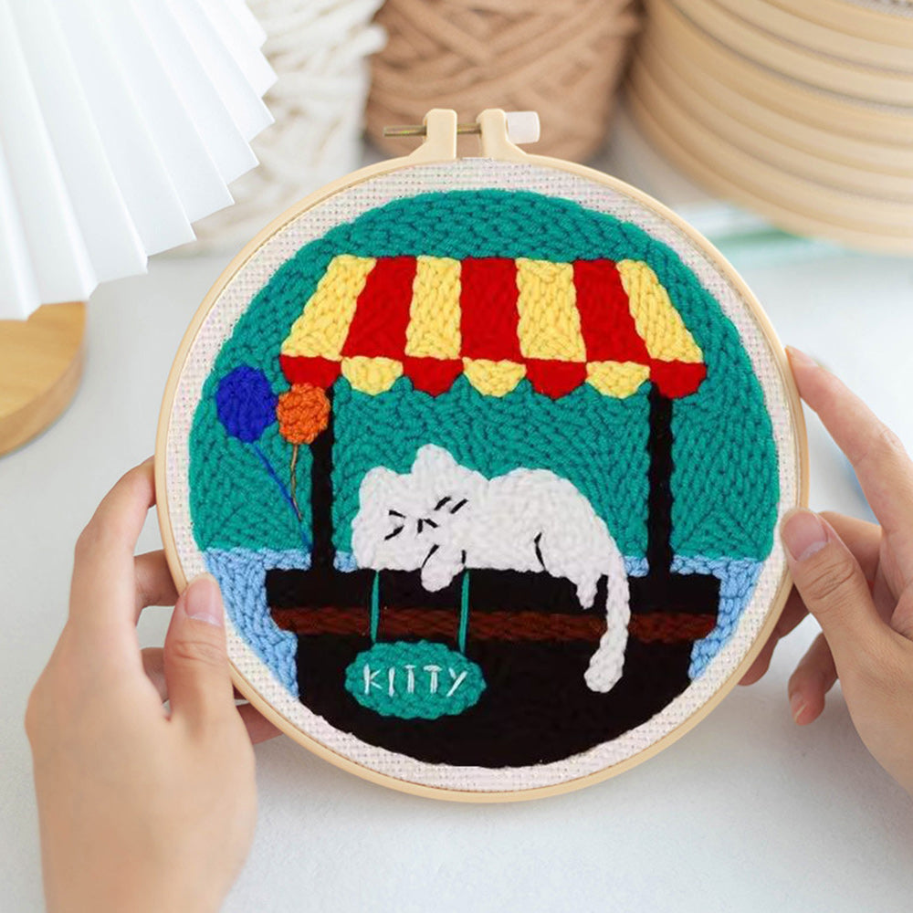 Cat Business Punch Needle Embroidery Kits