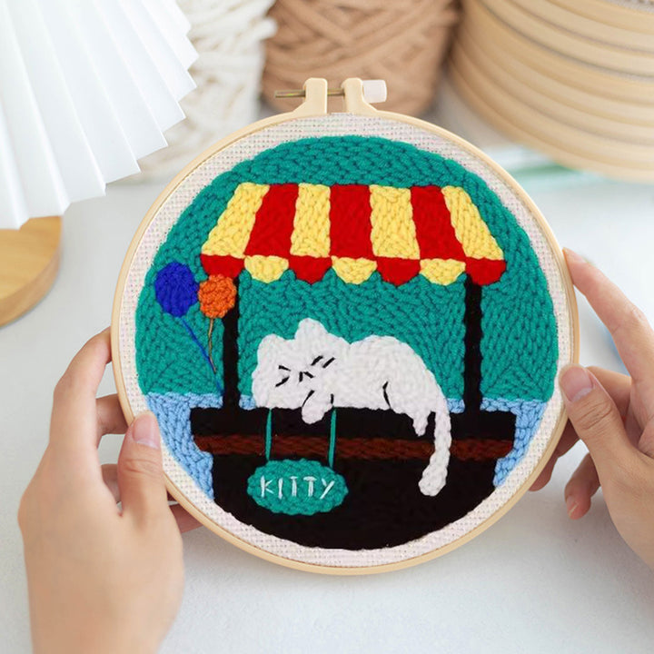 Cat Business Punch Needle Embroidery Kits