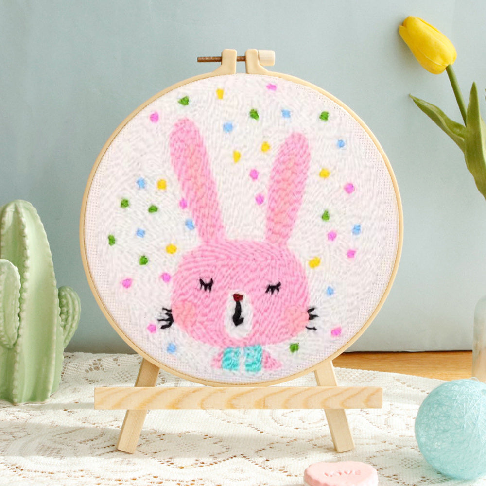 Pink Bunny Punch Needle Embroidery Kits