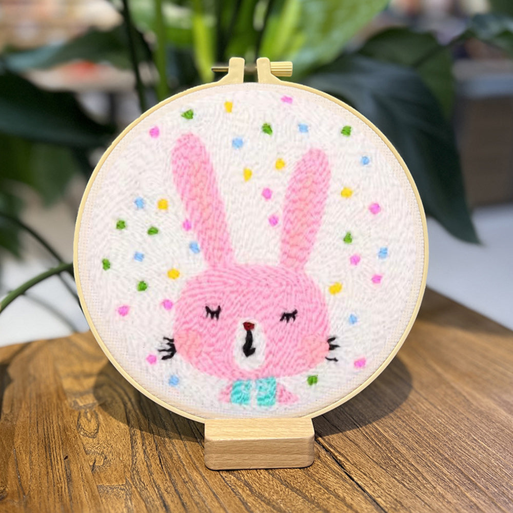 Pink Bunny Punch Needle Embroidery Kits
