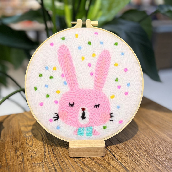 Pink Bunny Punch Needle Embroidery Kits