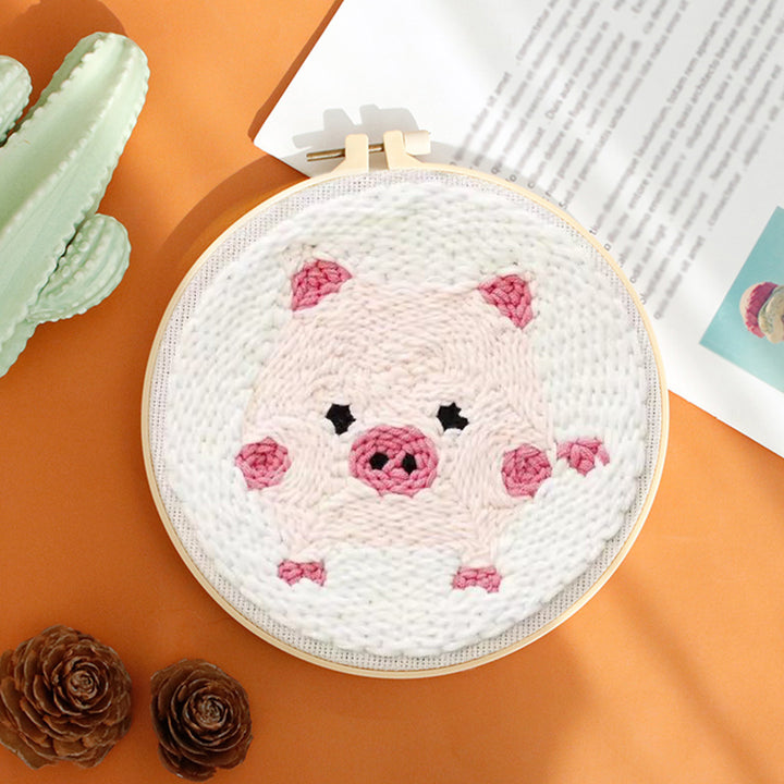 Pink Pig Punch Needle Embroidery Kits