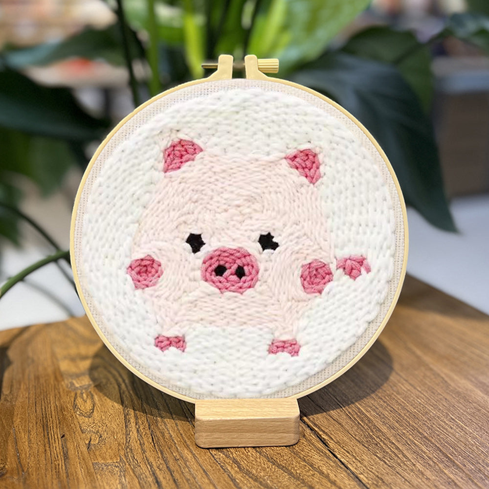 Pink Pig Punch Needle Embroidery Kits