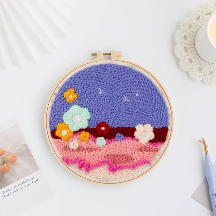 Floral Landscape Punch Needle Embroidery Kits