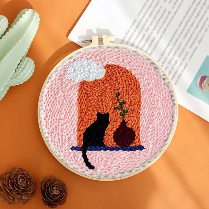 Cat by the Window Punch Needle Embroidery Kits