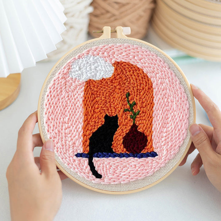 Cat by the Window Punch Needle Embroidery Kits