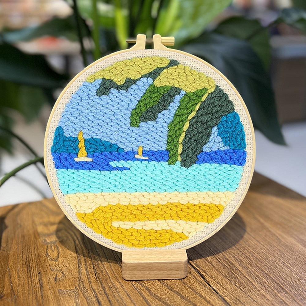 Beach Scene Punch Needle Embroidery Kits