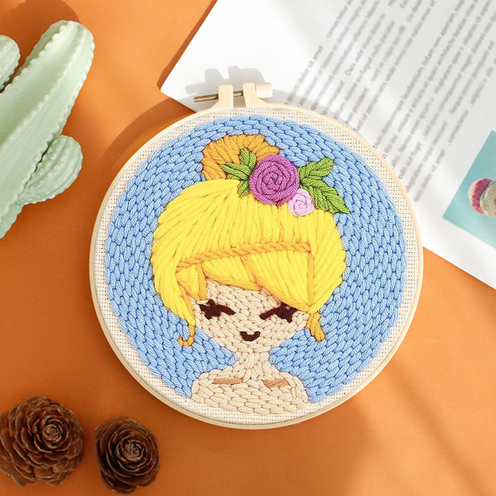 Blonde Girl Punch Needle Embroidery Kits