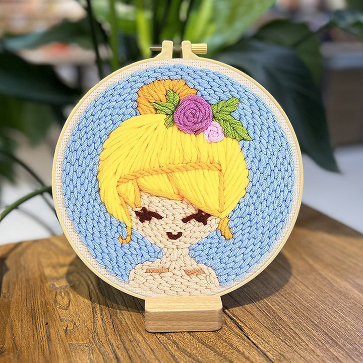 Blonde Girl Punch Needle Embroidery Kits