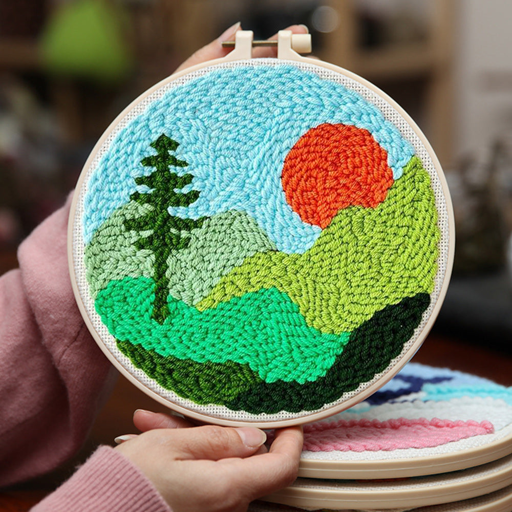 Mountain and Sun Punch Needle Embroidery Kits