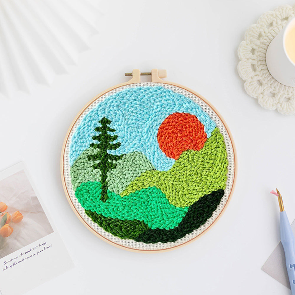 Mountain and Sun Punch Needle Embroidery Kits