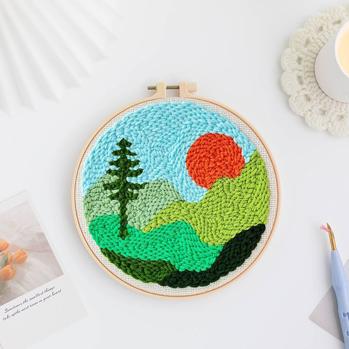 Mountain and Sun Punch Needle Embroidery Kits