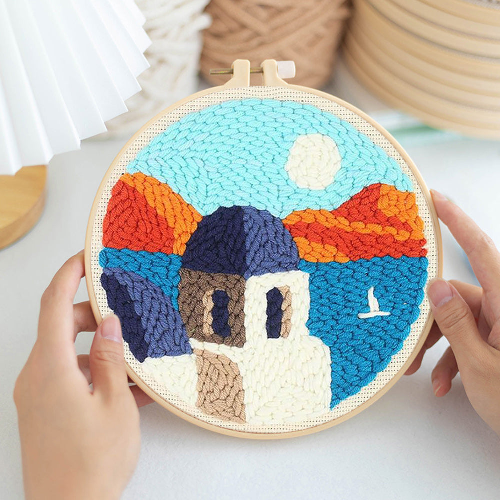 Coastal House Punch Needle Embroidery Kits
