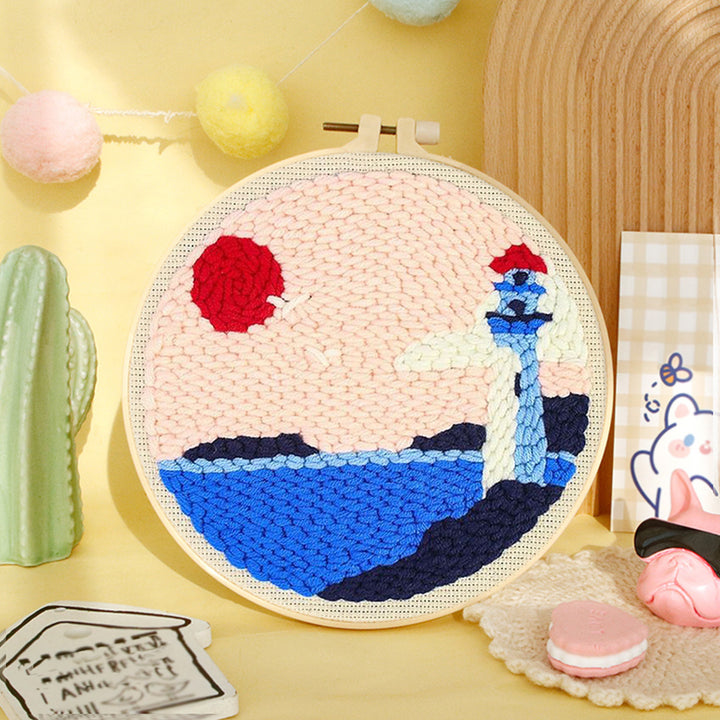 Lighthouse and Sea Punch Needle Embroidery Kits