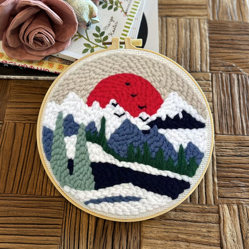 Snow Mountain Sunset Punch Needle Embroidery Kits