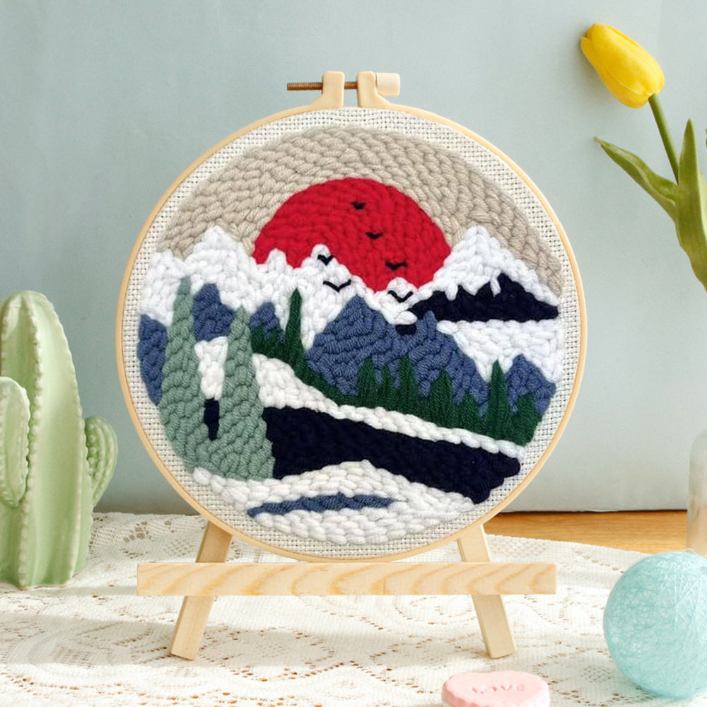 Snow Mountain Sunset Punch Needle Embroidery Kits