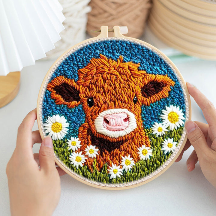 Brown Calf Punch Needle Embroidery Kits